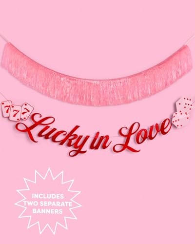 Lucky in Love Fringe Banner - Red Foil & Pink Iridescent, 5 Ft. | Western gallery