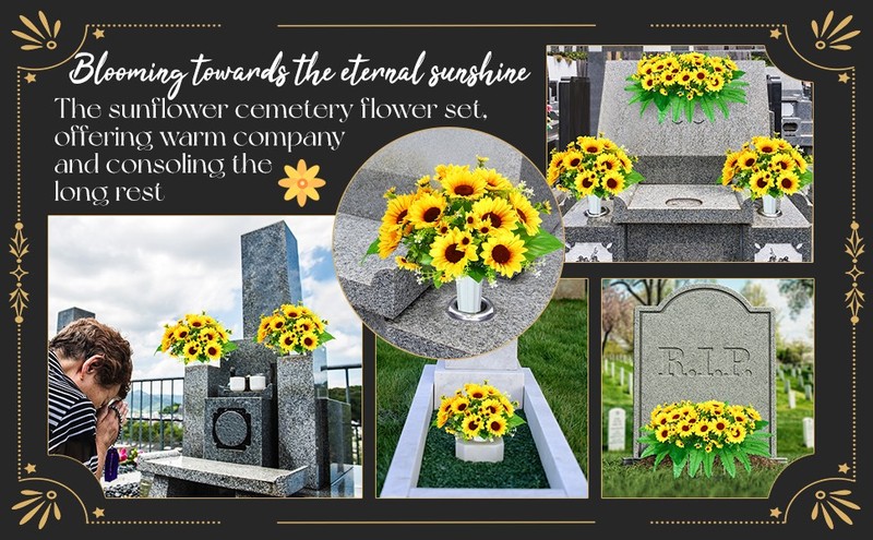 Tien 3 Pieces Artificial Cemetery Flowers for Headstone Memorial Day gallery