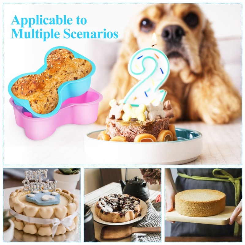 2Pcs Silicone Dog Cake Mold Bone Shape for Kitchen Use with Flexible Baking Pans gallery