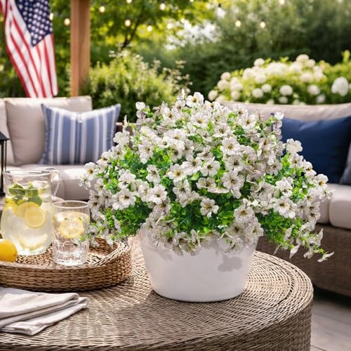 Grunyia 20 Bundles Artificial Flowers for Outdoors, UV Resistant Fake White gallery