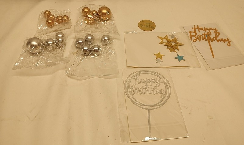 Cake topper acrylic balls 40 pc Cake Birthday For birthday gold and silver color
