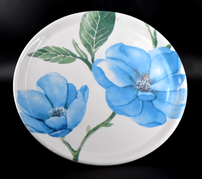Ciroa BLUE FLOWER Porcelain Pedestal Cake Plate Stand Large Floral 12.25" gallery