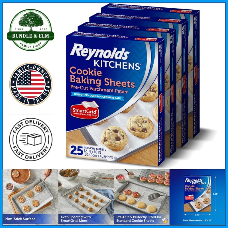 SmartGrid Parchment Sheets, 100 Total, 12x16 Inches for Perfect Cookie Spacing