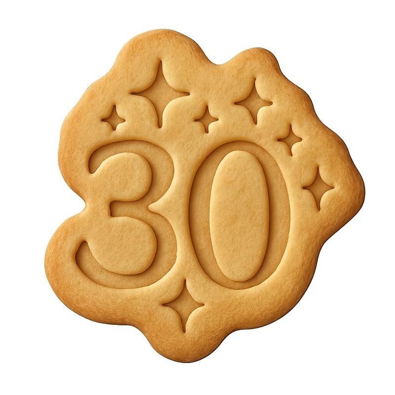 Sparkling 30th Cookie Cutter & Stamp, Fondant & Clay – 4×3.5