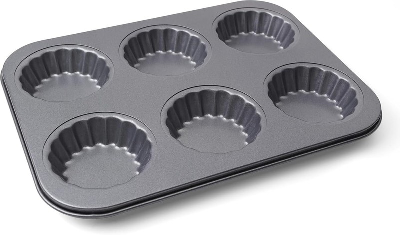 Mini Tart Pan, 2.75″ Egg Tart Molds 6-Cavity Non Stick Fluted Mini Tart Mould,