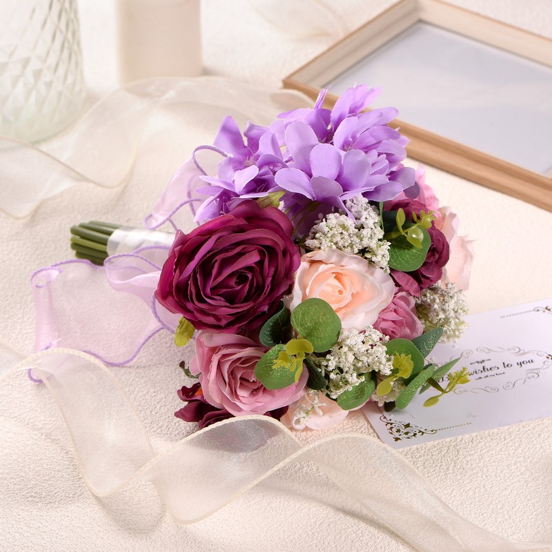 Wedding Bouquet for Bride, Artificial Bridal Bouquet[Purple] gallery