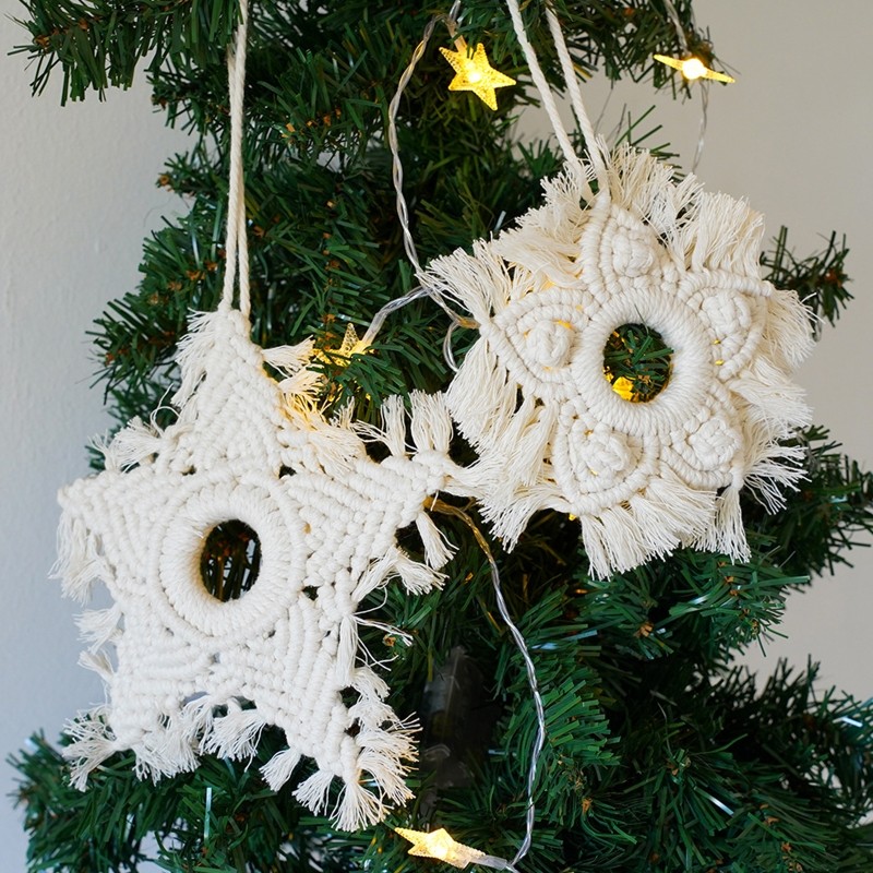 Hand Woven Macrame Pendant Tapestry Boho Style Cotton Handmade Ornament gallery