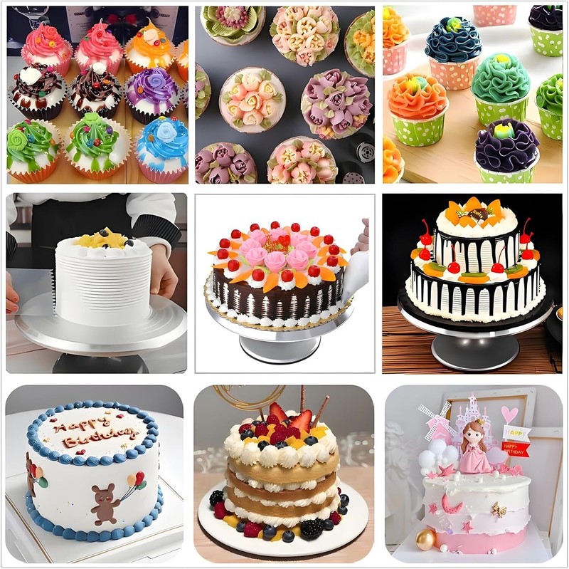 357 Pcs Cake Decorating Kit,with Aluminium Alloy Cake Turntable,48 Numbered gallery