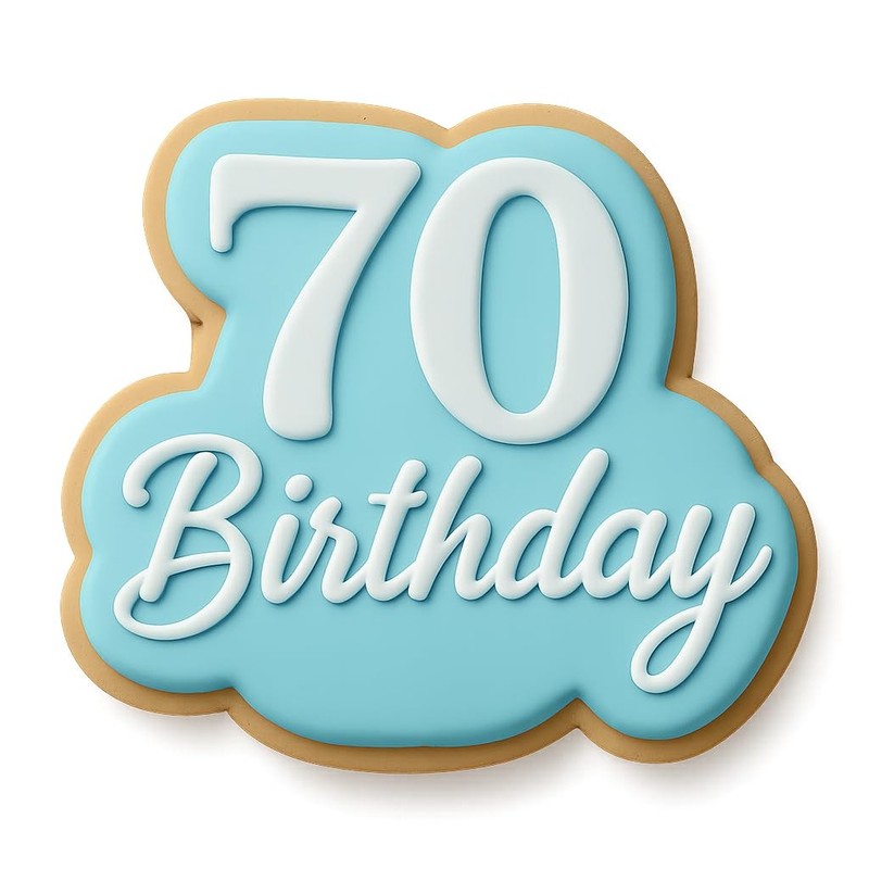 Elegant 70th Birthday Cookie Cutter & Stamp, Fondant & Clay - 4x3.5 gallery