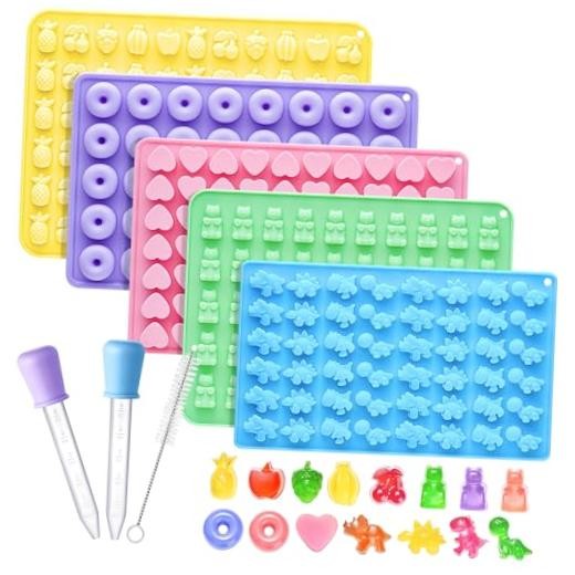 Silicone Gummy Molds Set of 5, Non-stick Candy Chocolate Mixed Molds 5 Pcs