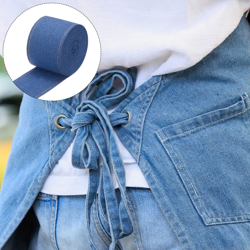 2 Inch Denim Fabric Ribbons, 3 Yards Denim Bow Jean Ribbon, Dark Blue 50mm gallery