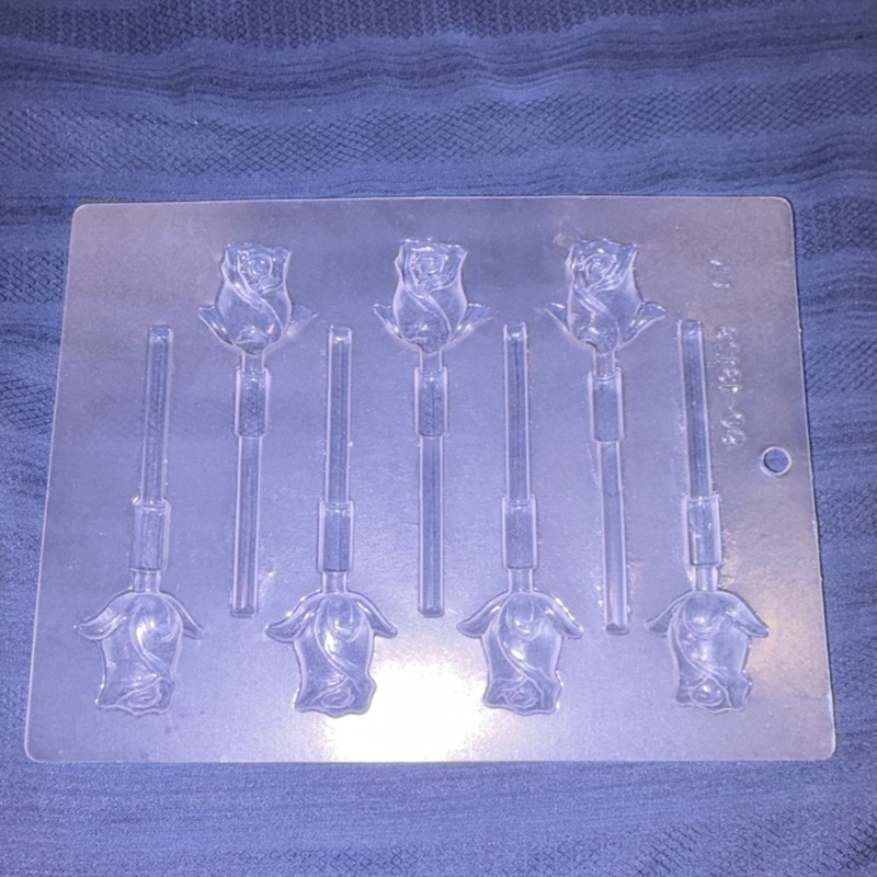 CK Clear Plastic Rose Lollipop Chocolate Mold, 6-Cavity, Reusable gallery