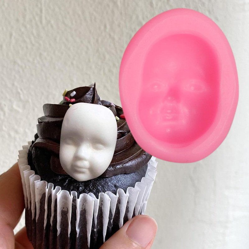Human Face Silicone Mold 4 Pcs, Face Chocolate Fondant Mold for Cake Decoration gallery
