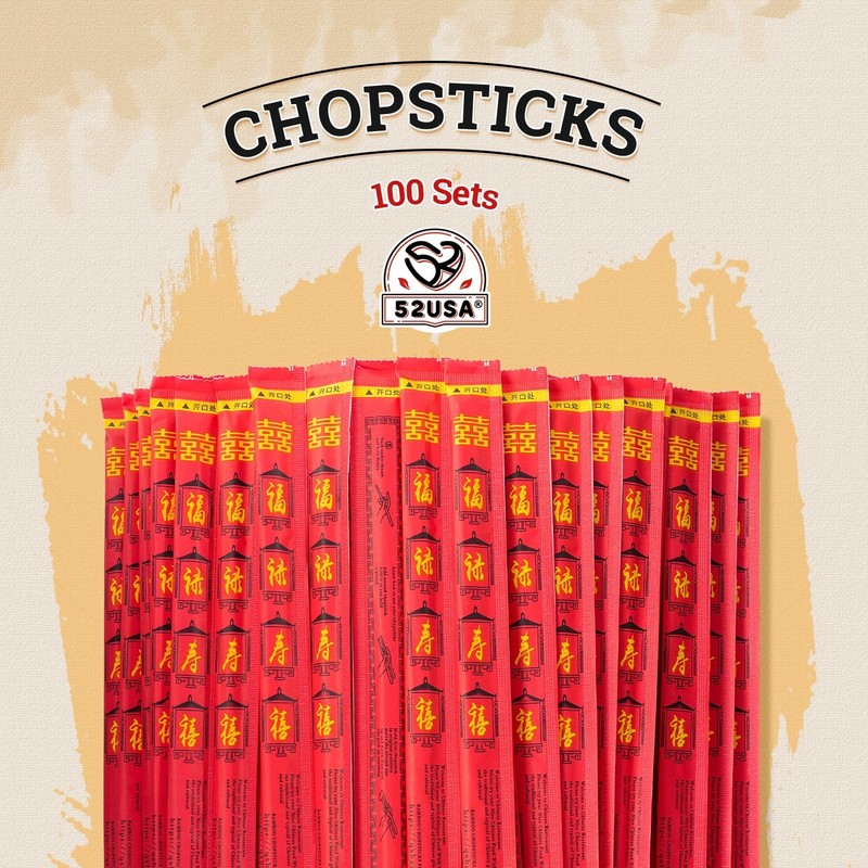 Disposable Bamboo Chopsticks (100 Sets) - 9'' Long, UV Treated, Individually ... gallery