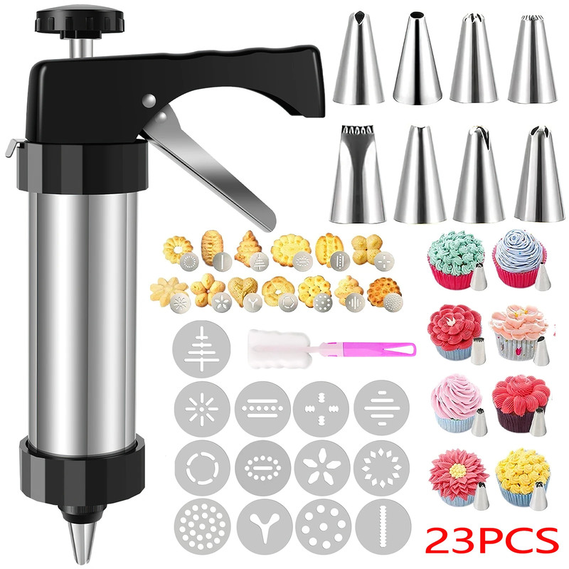 Christmas Cookie Press Gun and Tips Set Stainless Steel Cookie Maker Press Kit M gallery