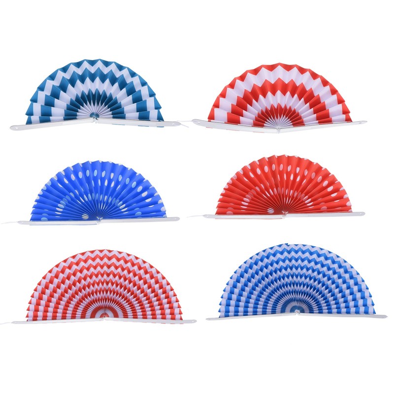 8"/12"/16" Hanging Fan Paper, 6 in 1 Set, Red Blue gallery