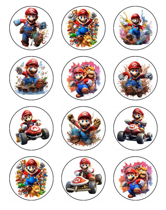 Super Mario Cake Toppers Edible Icing Birthday Cake Gaming Decorations (4 Sizes) gallery