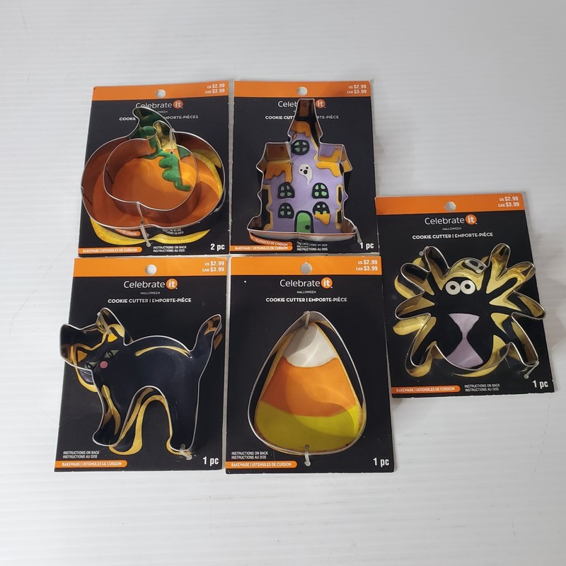 Celebrate It Halloween Cookie Cutter 6 Piece Set Lot Punkin Cat Spider Candycorn