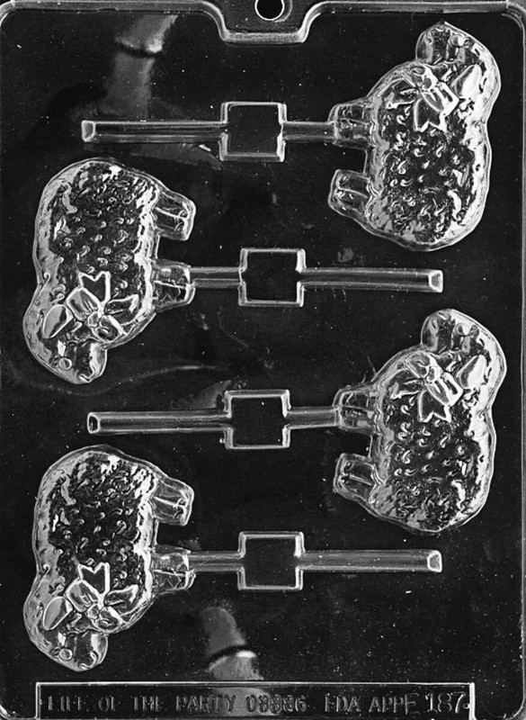 E187 Country Lamb Lollipop Sucker Chocolate Candy Soap Mold with Instructions