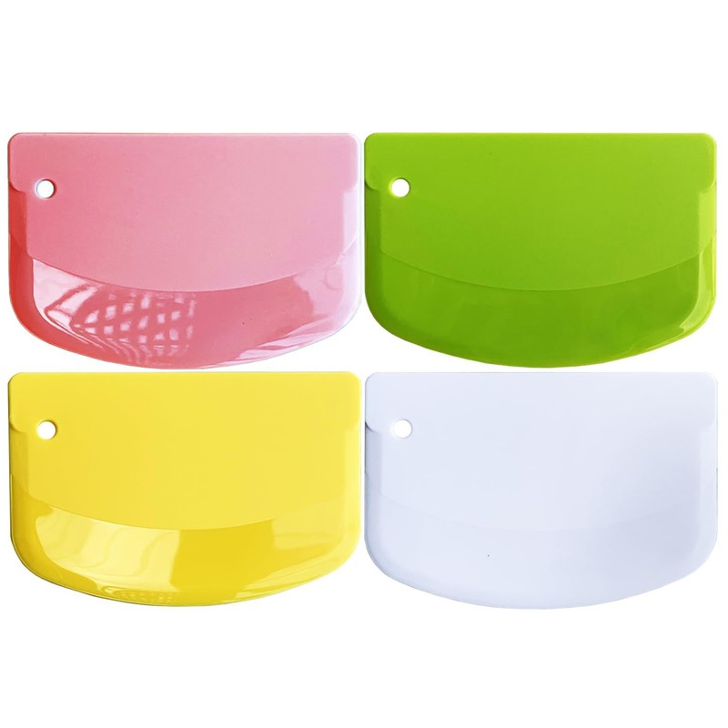 Dough Scraper 4 PCs BPA Free PP Plastic – 4 Colors for Baking & Food Prep