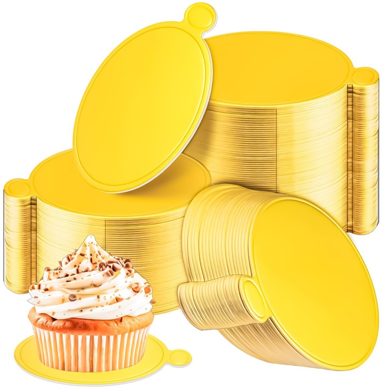 100Pcs Mini Cake Boards 3.15inch Gold Round Cake Circle Base, Mini Round Dess…