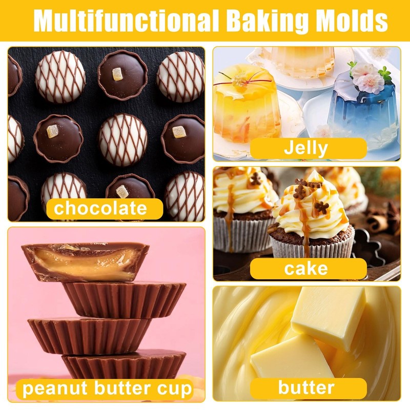 4PCS 9 Cup Peanut Butter Cup Mold, Homemade Non-stick Silicone Chocolate Jell... gallery