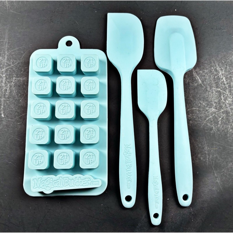 Magical Butter Candy Mold & Spatulas Silicone 21 Up Light Blue Baking 4 pc Set