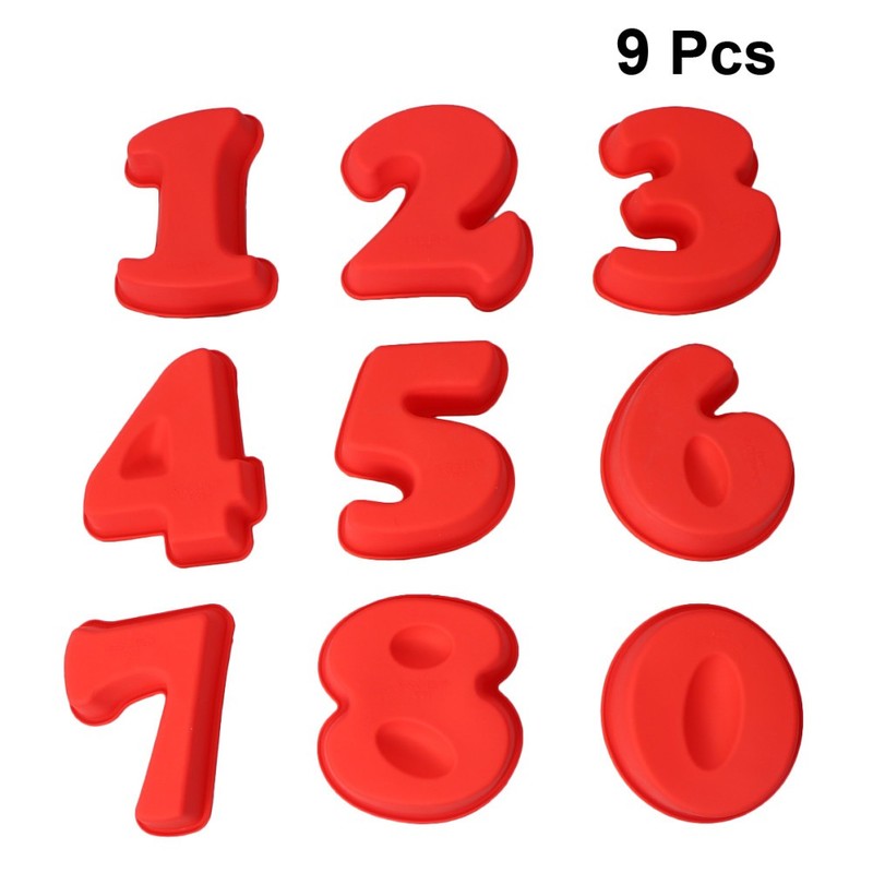 9 Pcs Silicone Cake Mold Number 0-8 Shape Nonstick Dessert Decorating Tool gallery