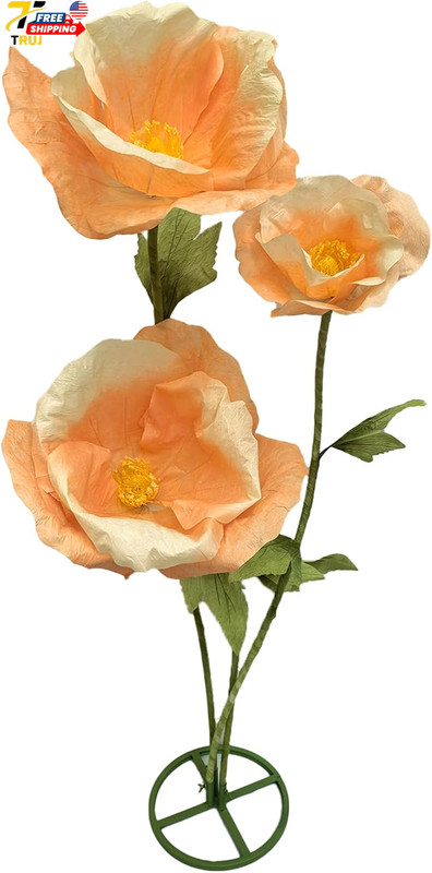 Giant 3PCS Faux Flowers Set 80″ Waterproof Decor for Home & Events Indoor Outdoo