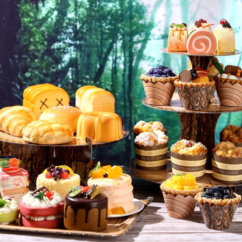 37 Pcs Woodland Cupcake Stand Set Includes 2 Wood Cupcake Stands 1 Rustic Cak... gallery