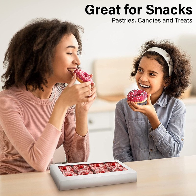 MT Products White Treat Boxes 16" x 6.5" x 1.75" Bakery Boxes - Pack of 125 gallery