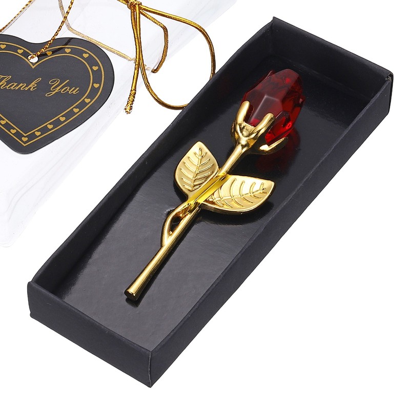 Mini Crystal Rose with Box, Romantic Crystal Rose, Red&Gold