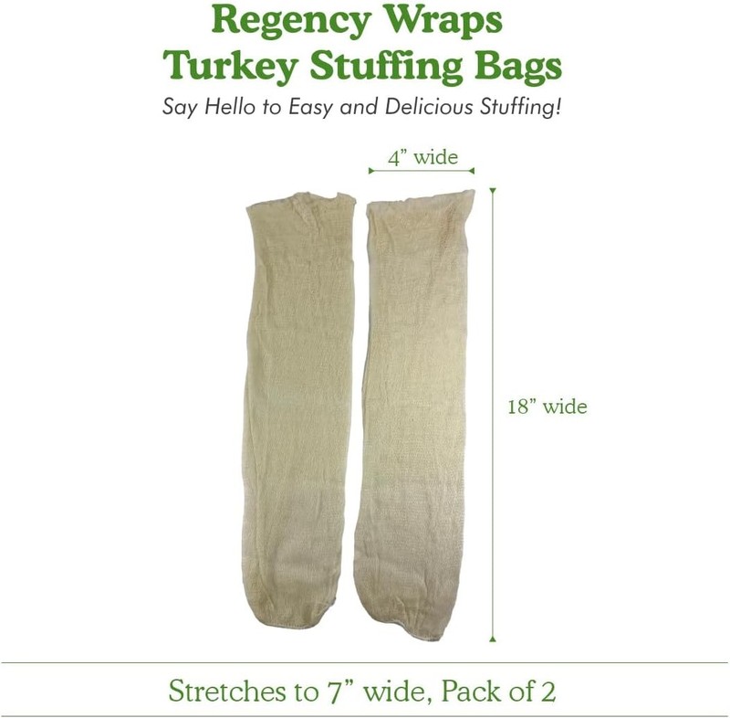 Regency Wraps Turkey Stuffing Bags, 100% Cotton Mesh Bag Pack of 2, Natural gallery
