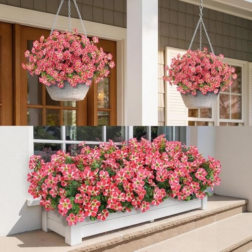 Bundles Artificial Flowers and Eucalyptus for Outside, Sun 12 Rose Red gallery
