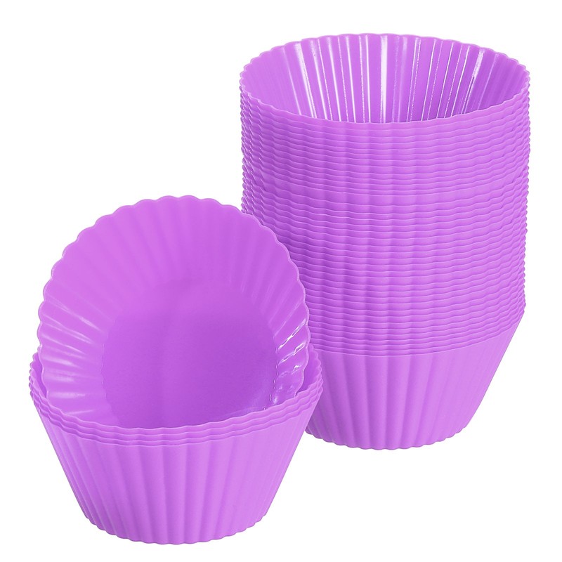 42Pcs Silicone Cupcake Baking Cups 2.8″ Non-Stick Muffins Liners Purple