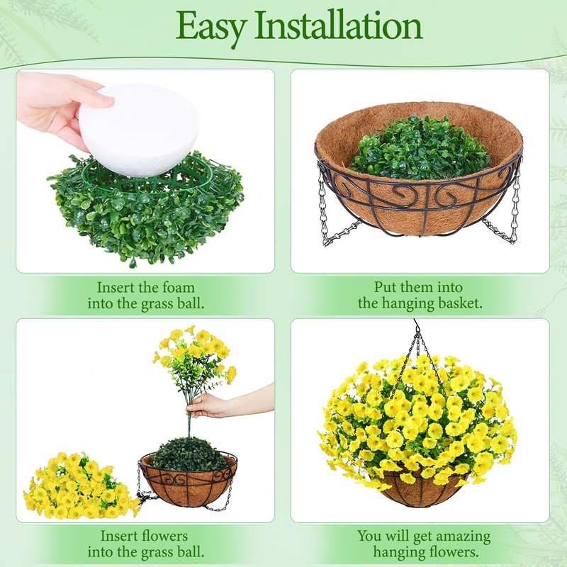 Yastouay Artificial Hanging Flowers For Outdoors Fake Hanging Plants Baskets Uv gallery