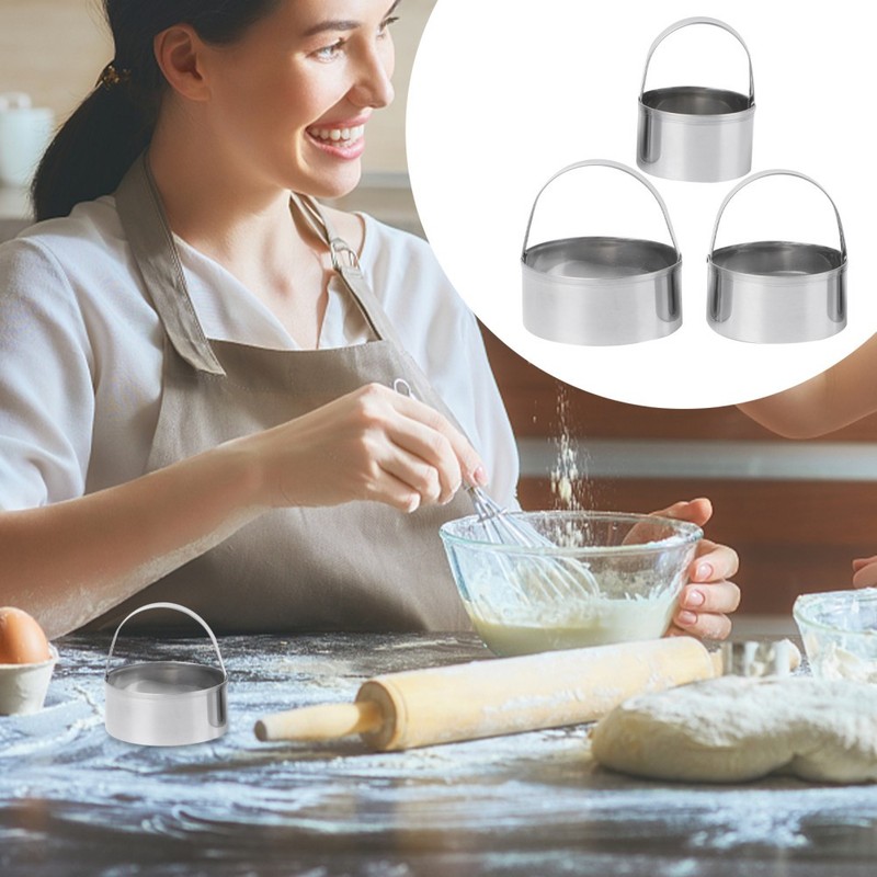 3 Pcs Stainless Steel Cookie Cutter Round 3-piece Set (flat Model) Man gallery