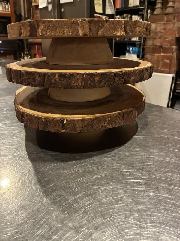 3 Wooden Cake Stand 12" Wide Farmhouse Rustic gallery