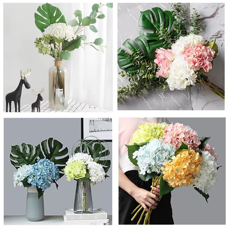 Wistart 8Pcs White Hydrangea Artificial Flowers 27.57 Large Realistic Single gallery