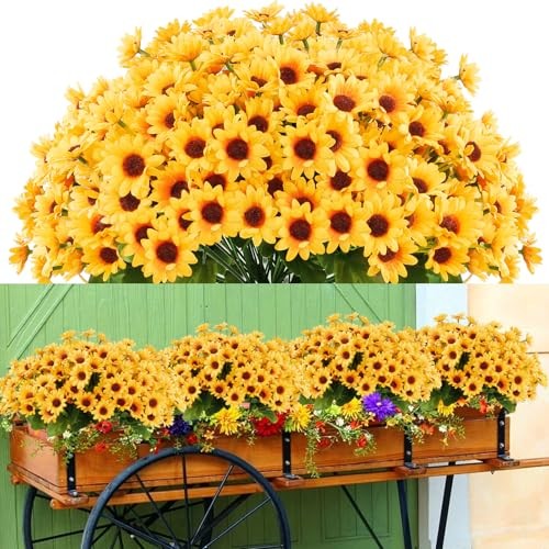 10 Bunches Sunflowers Artificial Flowers,Fake Mums Fall Daisy Plants for gallery