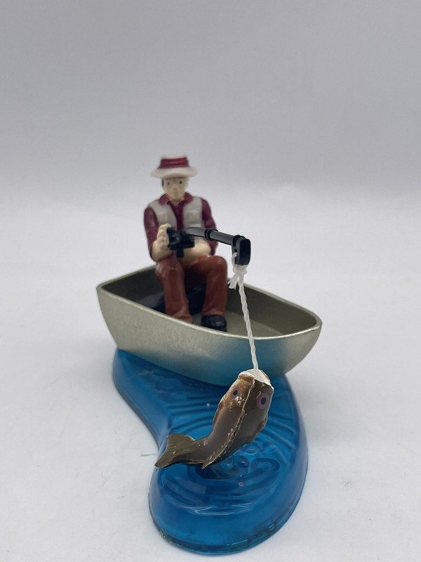 Vintage 2002 DecoPac Cake Topper Fisherman Magnetic Fish 2.75" Plastic Birthday gallery