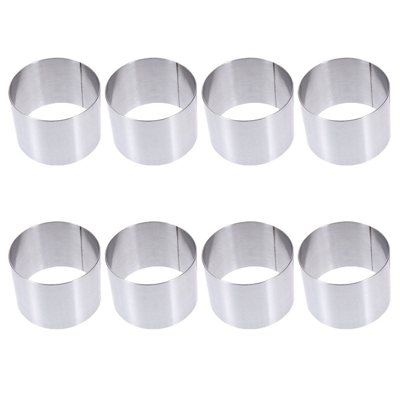 8 Pcs Metal Round Cake Mold Rings Cookie Biscuit Mousse Non Stick Baking Tray