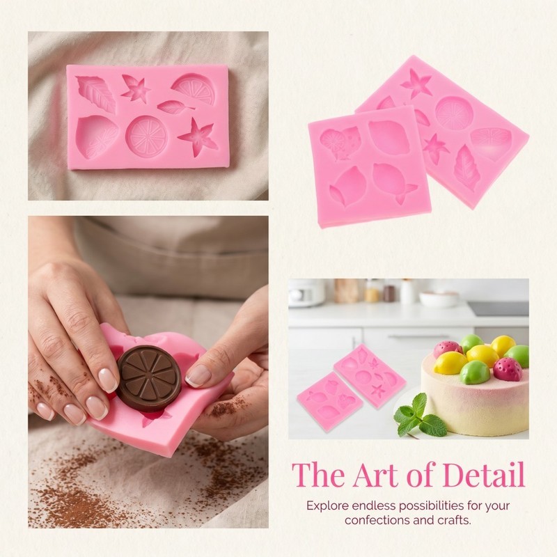 2 Pcs Fruit Shape Mold Reusable Non Stick Fondant Silicone Cupcake Topper gallery