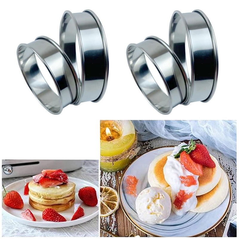12 Pieces English Muffin Rings - 4+3 ½ Inch Tart Rings, Stainless Steel Rolle... gallery