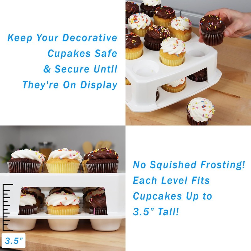 Extra Tall Cupcake Carrier 24 Count - 3.5" Tiers, No Smush Storage for Frosted C gallery