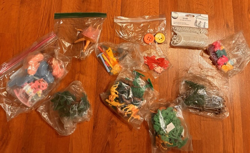 Large Lot of Vintage Cake Decoration Pieces Zoo Trees Ballerina Baby Tools Fish