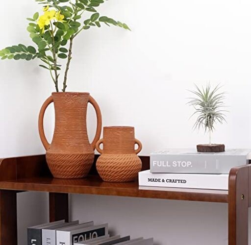 Vases Sets of 3, Farmhouse Decor, Ceramic Vase for Flower, Wide Terracotta gallery