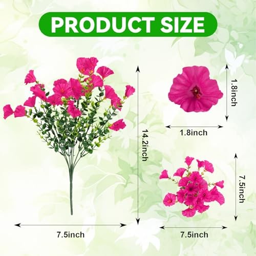16 Bundles Artificial Flowers for Outdoors 16P Eucalyptus Morning Glory gallery