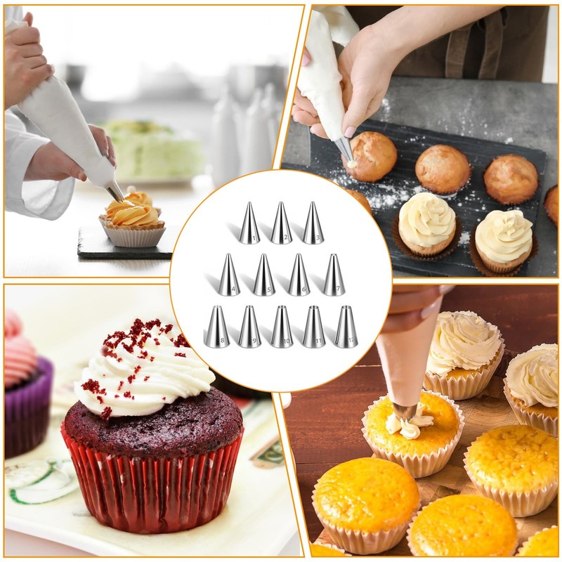 Round Piping Tips Set Stainless Steel Cake Decorating Icing Frosting 12 PCS gallery