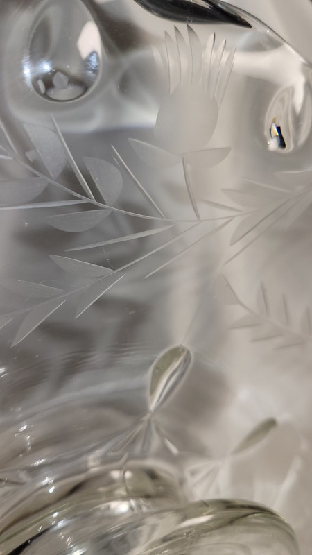 Etched Glass Scalloped Edge Clear Glass 12 inch Cake Stand gallery